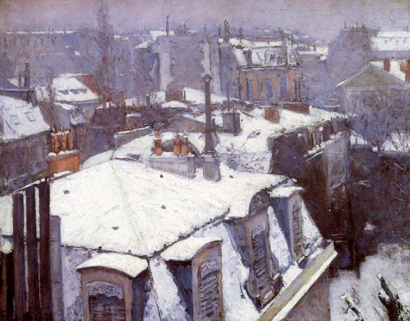 Snow-covered roofs in Paris, Gustave Caillebotte